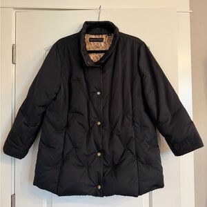 Dana Buchman Black Down Puffer Jacket Coat, Size XL